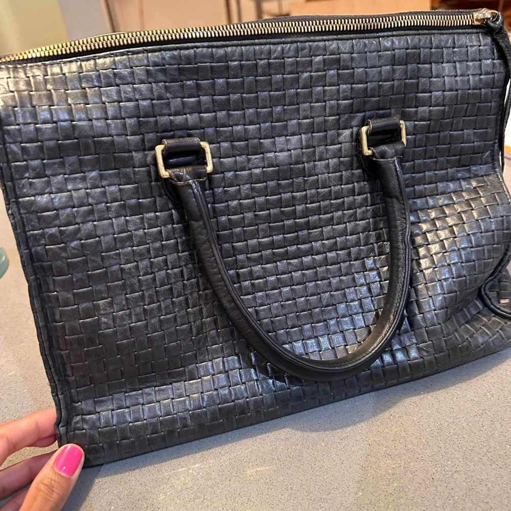 Clare V Black Woven Leather Tote - Picture 3 of 12